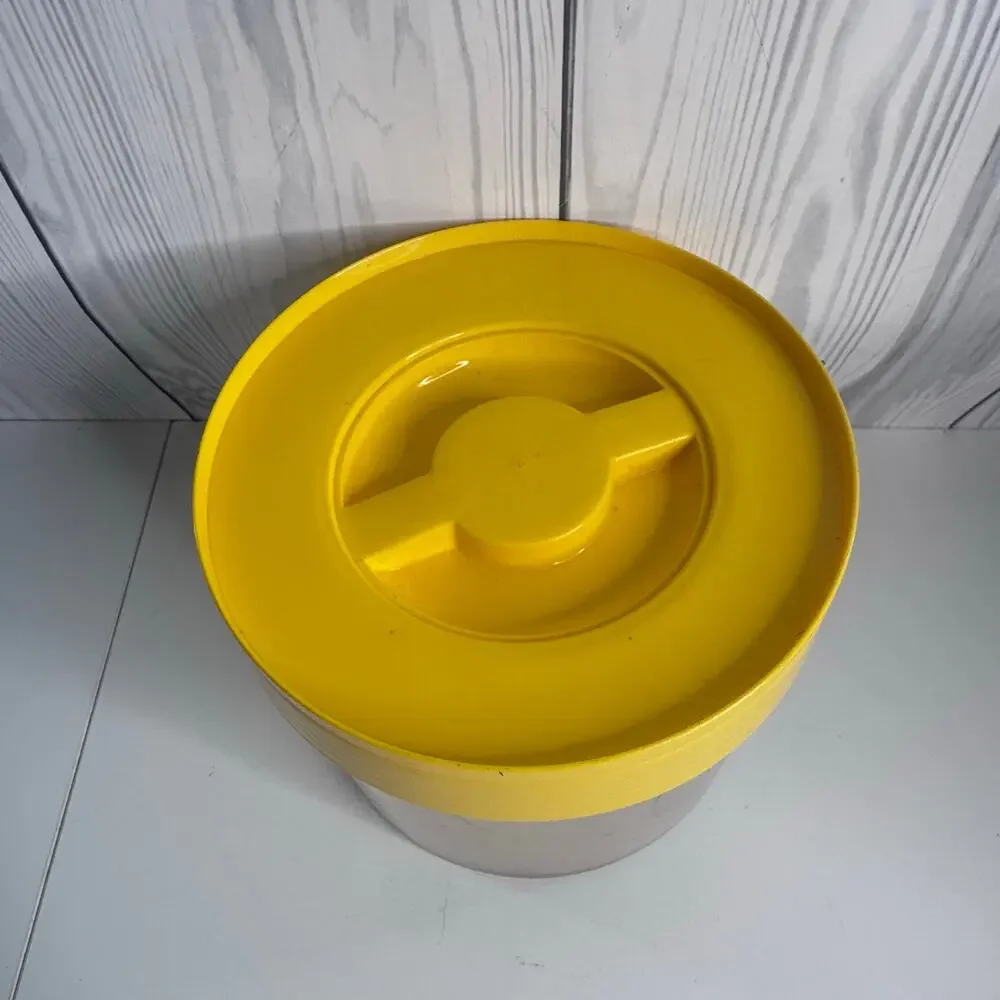 Vintage Bee Plastics Canister Yellow Lid 1960s Kitchen Storage Retro MCM